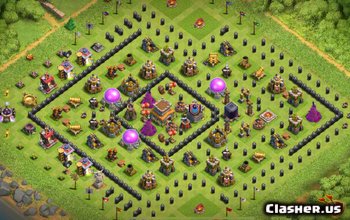 town hall 8, trophy/hybrid base layout #348