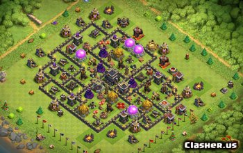 town hall 9, trophy/war base layout #375