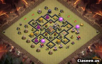 town hall 8, trophy/war base layout #476