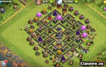 town hall 9, trophy/war base layout #500