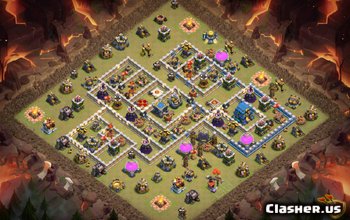 town hall 12, trophy/war base layout #509