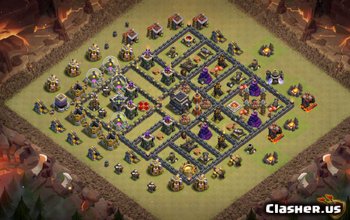 town hall 9, war base layout #766