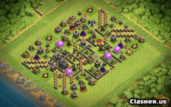 town hall 9, funny/hybrid/trophy base layout #835