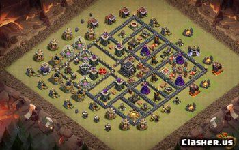 town hall 9, war/trophy base layout #872