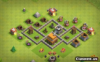 town hall 4, farming/trophy base layout #875