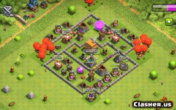 town hall 6, farming/war/trophy base layout #885