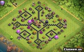 town hall 8, trophy/hybrid base layout #963