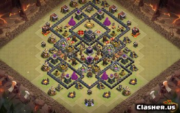 town hall 9, war base layout #992