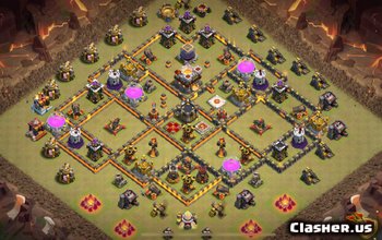 town hall 10, war/trophy base layout #1024