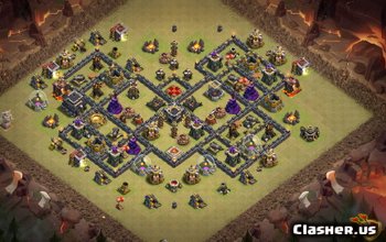 town hall 9, trophy/war base layout #1113