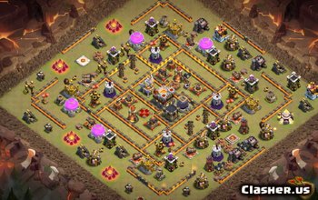 town hall 11, war/farming/trophy base layout #1179