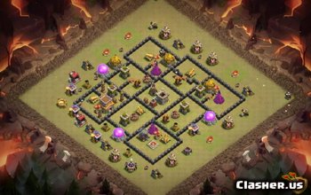 town hall 8, trophy/war base layout #1300