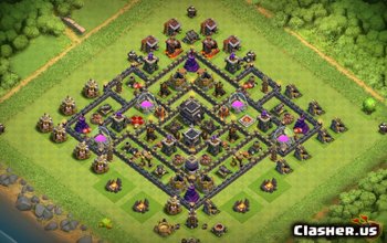 town hall 9, farming/trophy/war base layout #1318