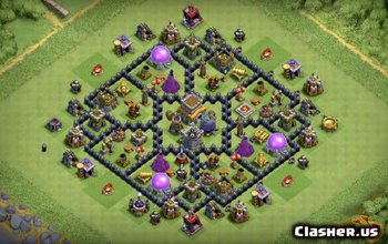 town hall 8, trophy/farming/hybrid base layout #1322