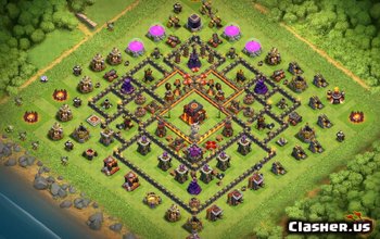 town hall 10, trophy/war base layout #1353