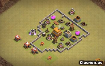 town hall 4, farming base layout #1360