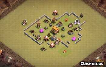 town hall 4, war/trophy base layout #1361