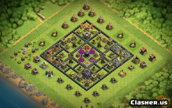 town hall 9, trophy/farming base layout #1363