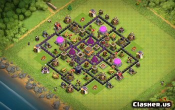 town hall 8, war/farming/trophy base layout #1457