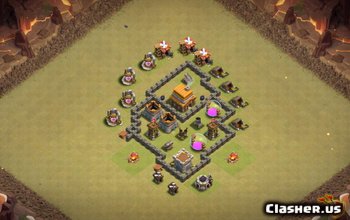 town hall 4, war/trophy base layout #1506