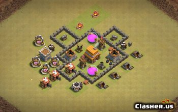 town hall 4, war/trophy base layout #1523