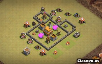 town hall 4, war/trophy/farming base layout #1888