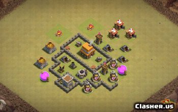 town hall 4, trophy/war base layout #1981