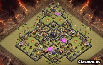 town hall 9, trophy/war/hybrid/farming base layout #1991