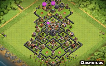 town hall 9, trophy/hybrid/war base layout #1992