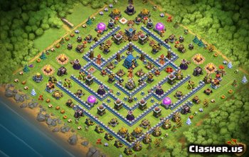 town hall 12, war/trophy base layout #2000