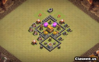 town hall 4, farming/trophy/war base layout #2039