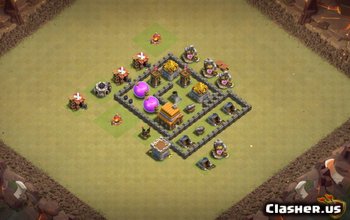 town hall 4, war/trophy/farming base layout #2040