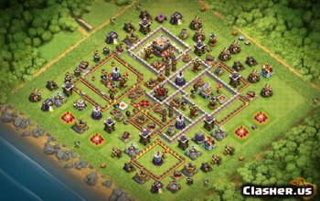 town hall 11, trophy/war base layout #2093