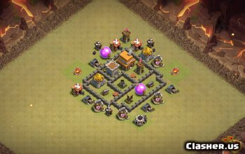 town hall 4, trophy/war base layout #2100