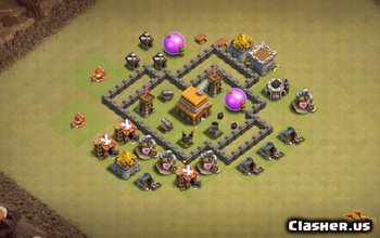 town hall 4, trophy/war base layout #2101