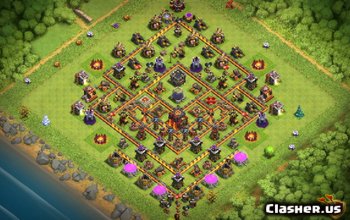 town hall 10, trophy/war base layout #2112