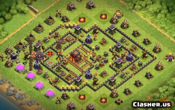 town hall 10, trophy/hybrid/war base layout #2179
