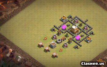 town hall 4, trophy/war base layout #2314