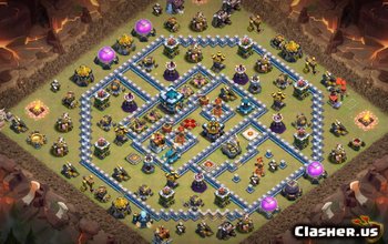 town hall 13, funny/war/trophy/hybrid base layout #2737