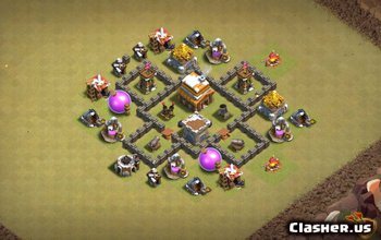 town hall 4, war/trophy base layout #2807