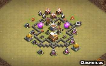 town hall 4, trophy/war base layout #2808