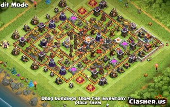 TH11 Clash of Clans-basisindelingen: oorlog-, boerderij- en trofeekaarten #3488