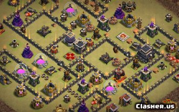 Clash of Clans TH9 Base Layouts & War Base Maps #3750