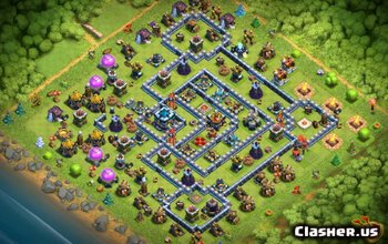 TH13 Clash of Clans Base Layouts: War & Trophy Maps v599 #3758