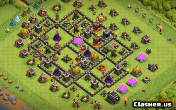 TH9 War/Trophy Base Layouts for Clash of Clans - Download Now! #3822