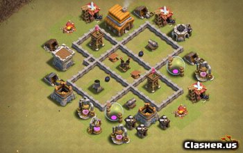 Town Hall 4 CoC Base Layouts: Home, War & Trophy Maps #5547