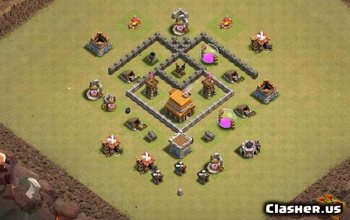 CoC Town Hall 4 Base Layouts & Maps for Home & War #9342