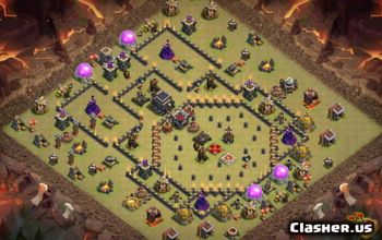 CoC Town Hall 9 Base Layouts: Hybrid & War Maps #15670