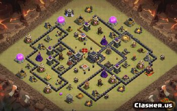 town hall 9, trophy/war base layout #34653
