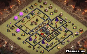 town hall 9, trophy/war base layout #34701